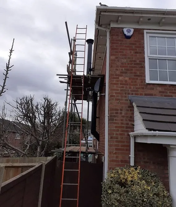 chimney system going up the side of a property