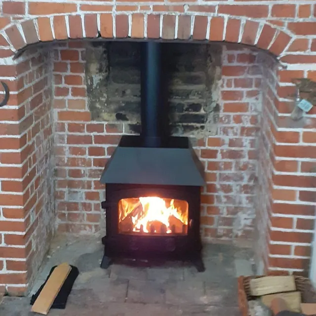 lighted woodburner